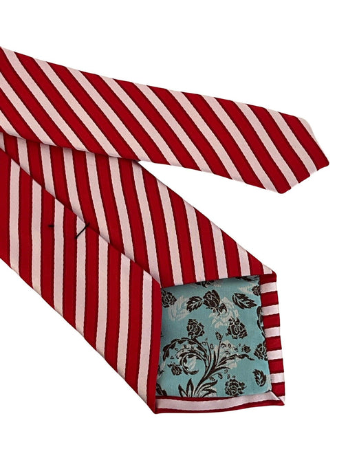 red and white classic thin striped  tie